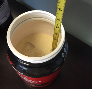 protein container is half way filled